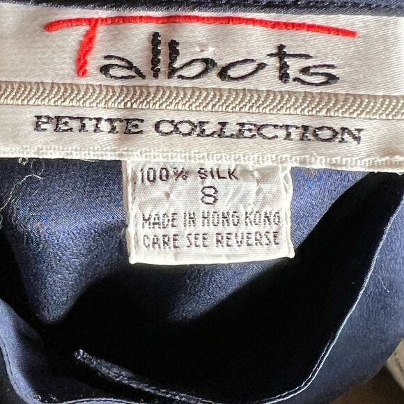 Vintage TALBOTS Petites Silk Dress – Navy, Size 8 – Made in Hong Kong - Picture 7 of 7